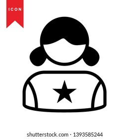 Business woman icon, avatar symbol. Female pictogram, flat vector sign isolated on white background. Simple vector illustration for graphic and web design. - Vector