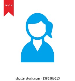 Business woman icon, avatar symbol. Female pictogram, flat vector sign isolated on white background. Simple vector illustration for graphic and web design. - Vector