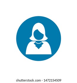 Business woman icon, avatar symbol. Female pictogram, flat vector sign isolated on white background. Simple vector illustration for graphic and web design.