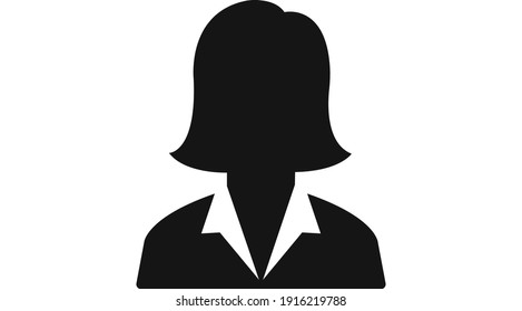 Business woman icon, avatar symbol. Female pictogram, flat vector sign isolated on white background. Simple vector illustration for graphic and web design.
