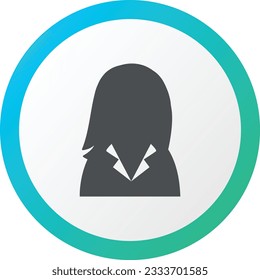Business woman icon, avatar symbol. Female pictogram, flat vector sign isolated on white background. Simple vector illustration for graphic and web design.