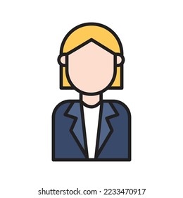Business woman icon. Editable vector
