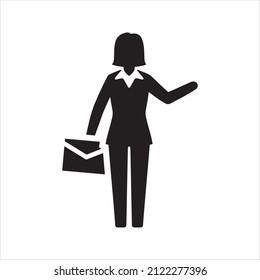 Business woman icon. Vector and glyph