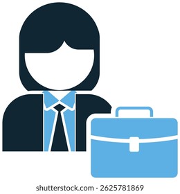Business woman icon vector for professional role, career growth, and gender equality. Ideal for leadership visuals, employee profile, and career infographic use.