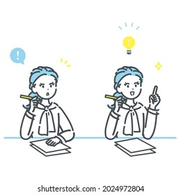 Business woman illustration of the appearance that notices and flashes vector.