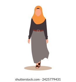 Business woman illustration. Flat cartoon vector illustration with office clothes. Colored illustration isolated on white background