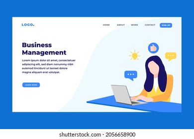 business woman illustration landing page