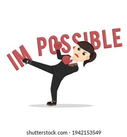 business woman impossible character person design on white background