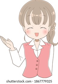 Business woman to introduce with a smile