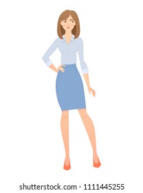 Business woman isolated. Beautiful woman in business clothes. Vector illustration