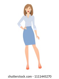 Business woman isolated. Beautiful woman in business clothes. Vector illustration