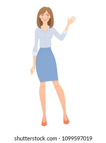 Business woman isolated. Elegant businesswoman in formal clothes vector illustration