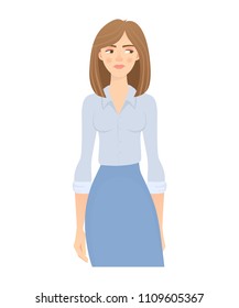 Business woman isolated. Business pose and gesture. Young businesswoman vector illustration