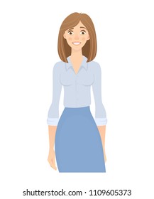 Business woman isolated. Business pose and gesture. Young businesswoman vector illustration