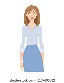 Business woman isolated. Business pose and gesture. Young businesswoman vector illustration