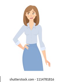 Business woman isolated. Business pose and gesture. Young businesswoman vector illustration