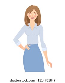 Business woman isolated. Business pose and gesture. Young businesswoman vector illustration