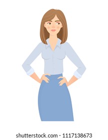 Business woman isolated. Business pose and gesture. Young businesswoman vector illustration