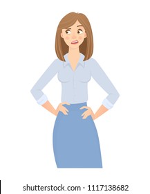 Business woman isolated. Business pose and gesture. Young businesswoman vector illustration