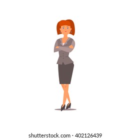 Business Woman Isolated Primitive Design Style Vector Illustration on White Background