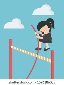 business woman  Jump over obstacles avoidance concept