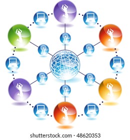 Business woman jumping web button isolated on a background.