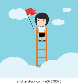 Business woman, a ladder Corporate of success.