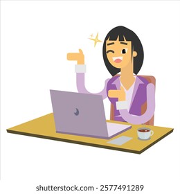 business woman with laptop illustration vector