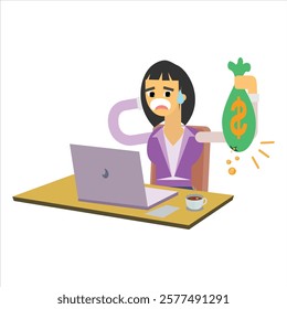 business woman with laptop illustration vector