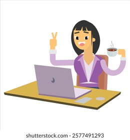 business woman with laptop illustration vector