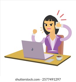 business woman with laptop illustration vector