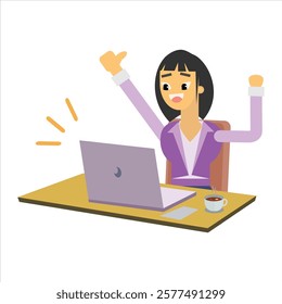 business woman with laptop illustration vector