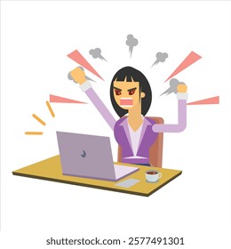 business woman with laptop illustration vector