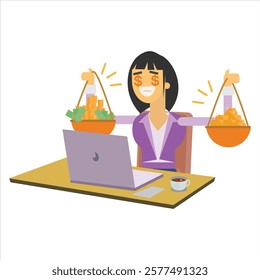 business woman with laptop illustration vector