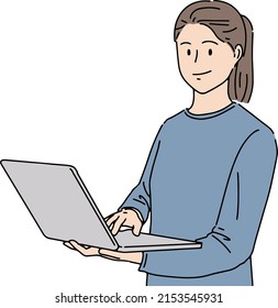 Business Woman With Laptop Simple Vector Image