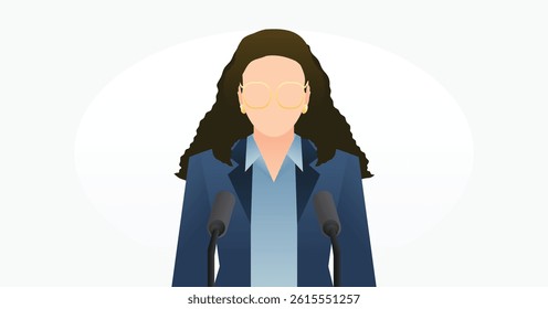 Business Woman Leader in front of a Press Media Journalist Illustration Concept Vector Art