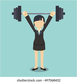 business woman lifting dumbbell