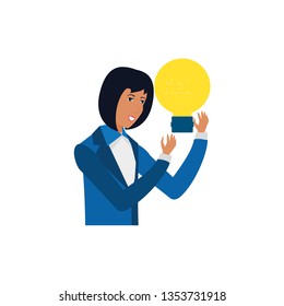 business woman with light bulb