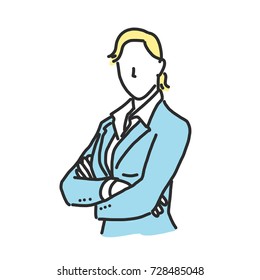 Business woman line drawing illustration in various poses.