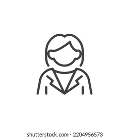 Business woman line icon. linear style sign for mobile concept and web design. Woman avatar outline vector icon. Symbol, logo illustration. Vector graphics