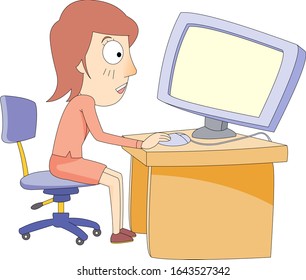 Business woman looking at computer