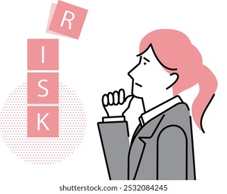 Business woman looking sideways thinking about risk