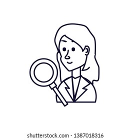 business woman with magnifying glass