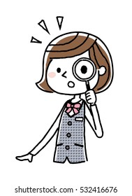 Business woman: magnifying glass