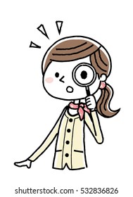 Business woman: magnifying glass