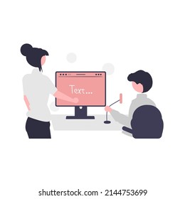 Business woman and man flat illustration design