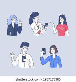 Business woman and man set illustration design of vector.