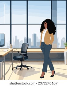 Business woman in modern comfortable office vector