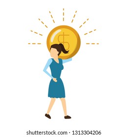 business woman and money coin business woman and money coin