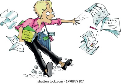 Business woman multi-tasking and very busy